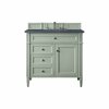 James Martin Vanities Brittany 36in Single Vanity, Sage Green w/ 3 CM Charcoal Soapstone Quartz Top 650-V36-SGR-3CSP